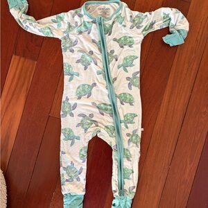 Caden Lane Mint and Teal Sea Turtle Zip One-Piece
